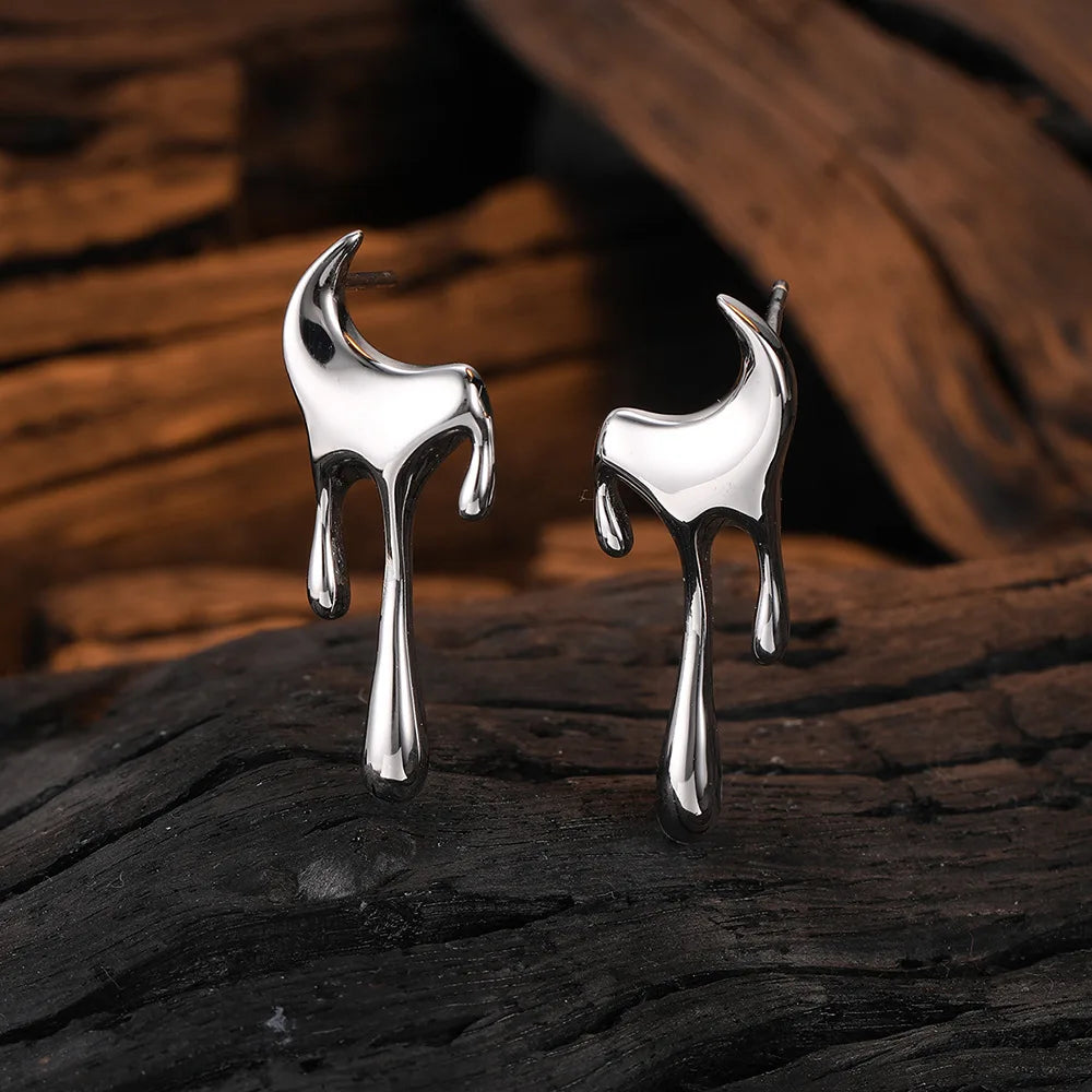 Glossy Liquid Stud Earrings