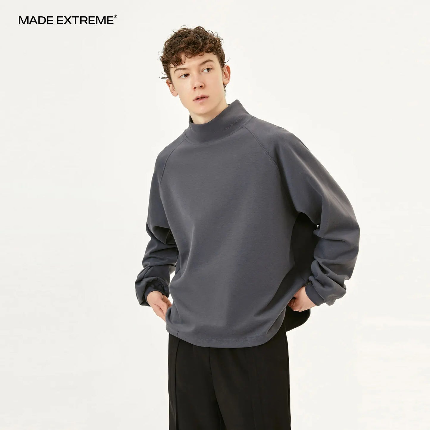 MADE EXTREME High Collar Raglan Sleeve Oversized T-shirt