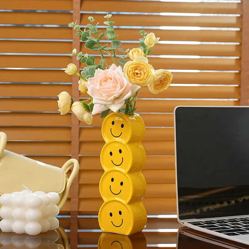 Creative Smile Face Ceramic Vase