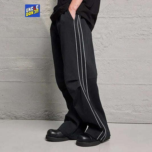 UncleDonJM Relaxed Retro Casual Side Stripe Baggy Pants