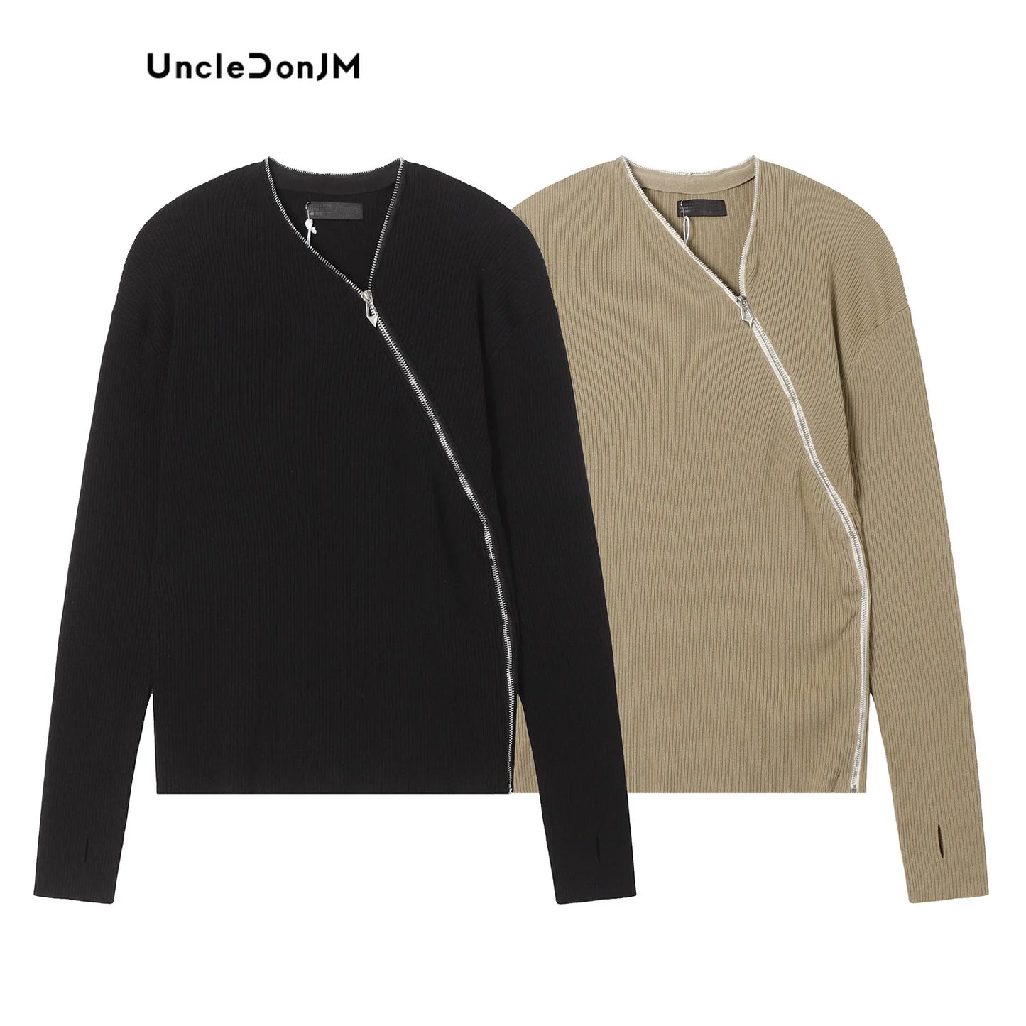 Zipper Spliced Sweater