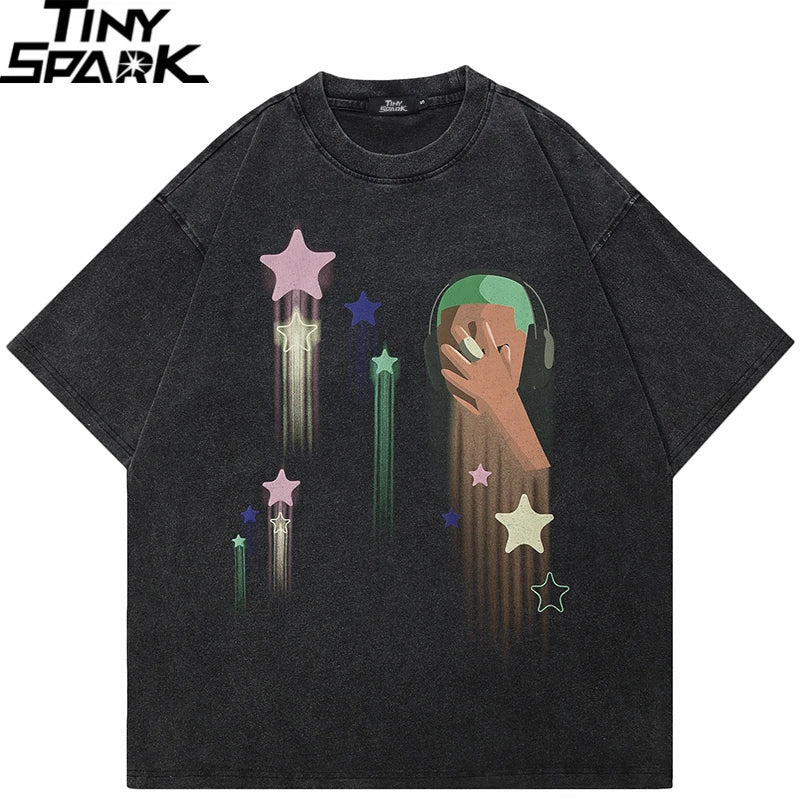 Rising Star Graphic Washed Black T-Shirt