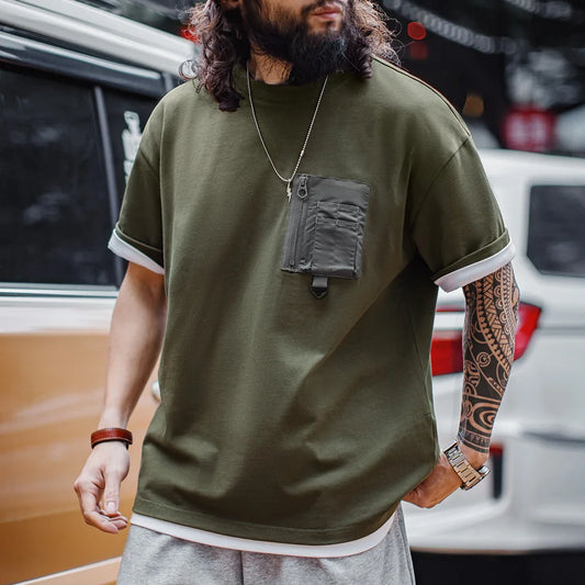 Vintage Style Green Pocket Tee