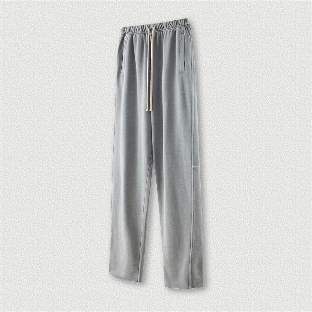 ZODF Retro Cotton Loose Edge Oversized Straight Washed Sweatpant