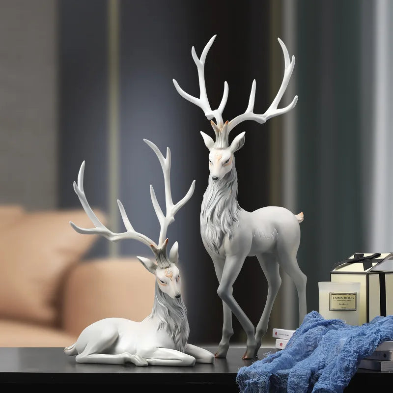 High End Deer Statue Reindeer Figurines Resin ELK Sculpture