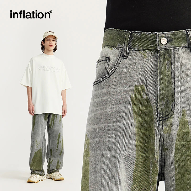 INFLATION Hand-Painted Wide-Leg Jeans