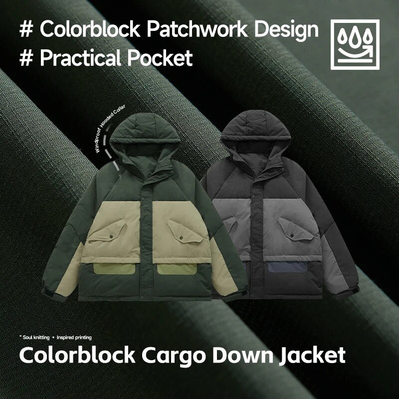 INFLATION Windproof Colorblock 90% White Duck Down Puffer Jacket