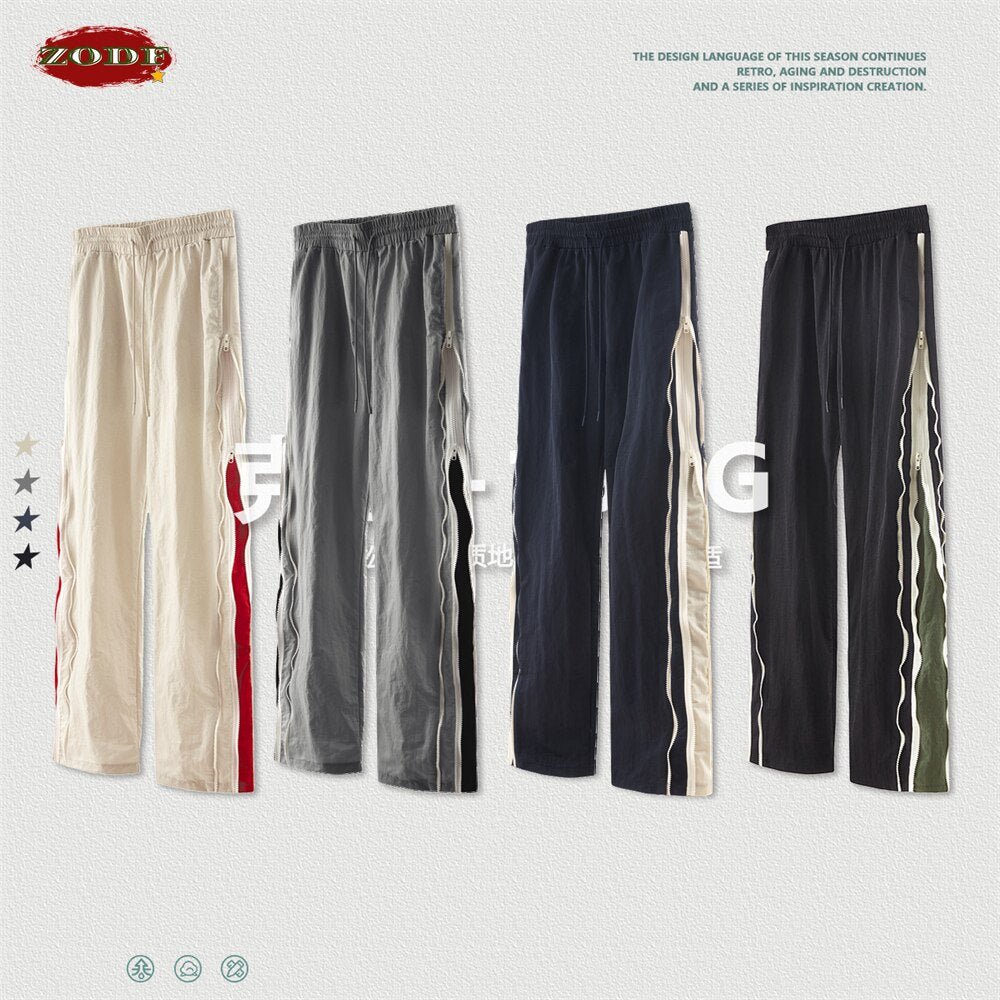 Double Zipper Unisex Hip Hop High Street Pants