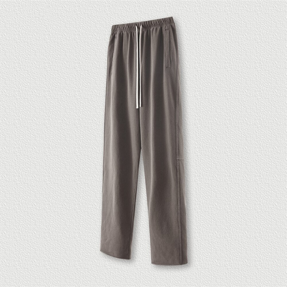 ZODF Retro Cotton Loose Edge Oversized Straight Washed Sweatpant