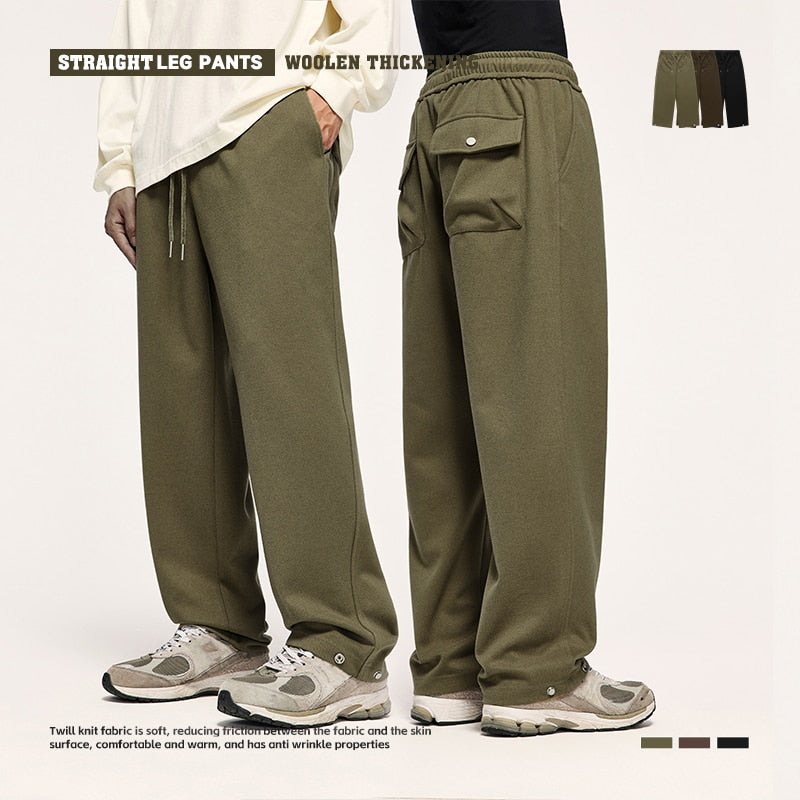 INFLATION Heavyweight Thick Woolen Straight Pant