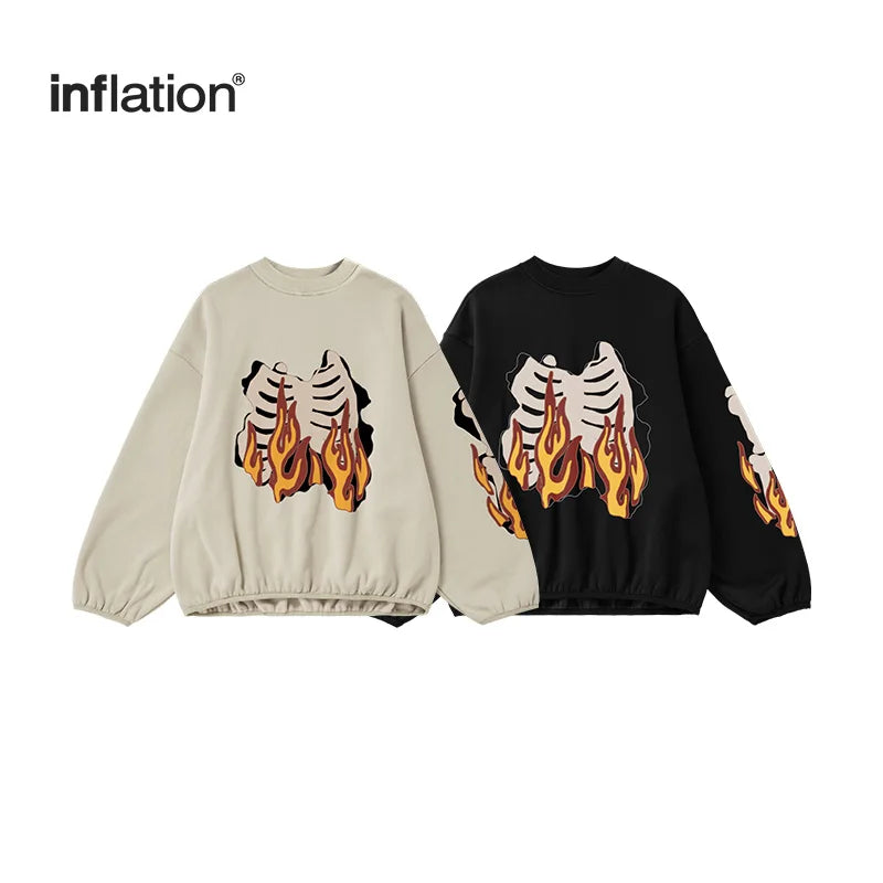 Fire Bone Printed Crewneck Sweatshirt