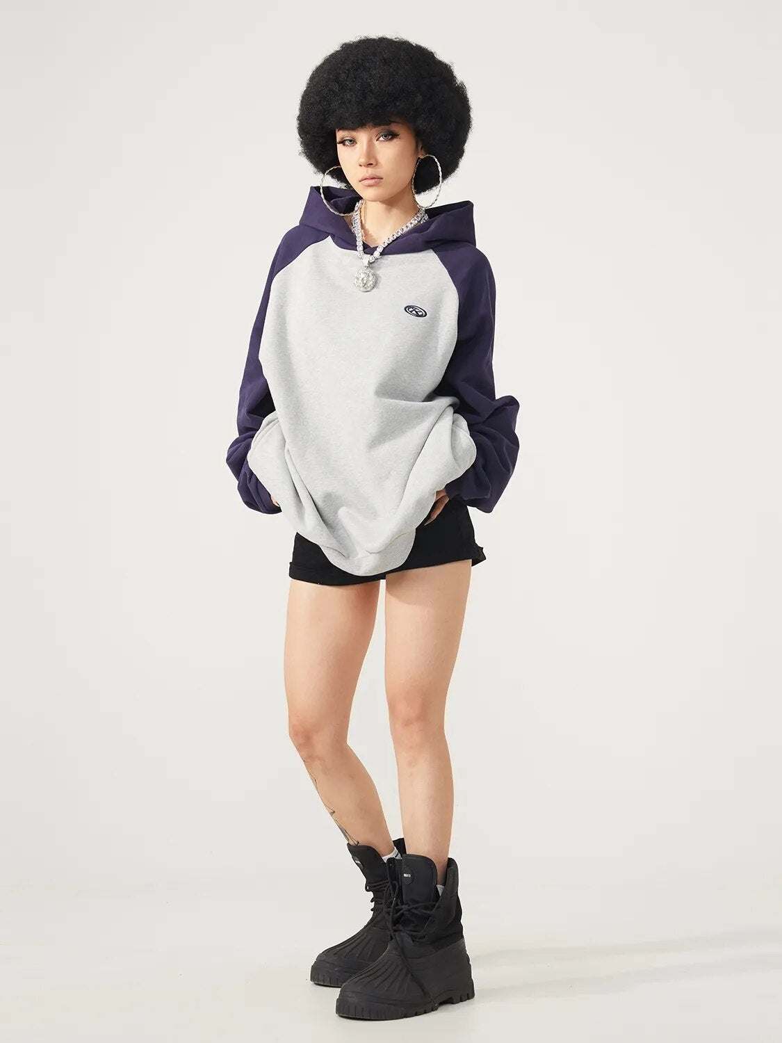 Raglan Sleeve Colorblock Oversized Hoodie