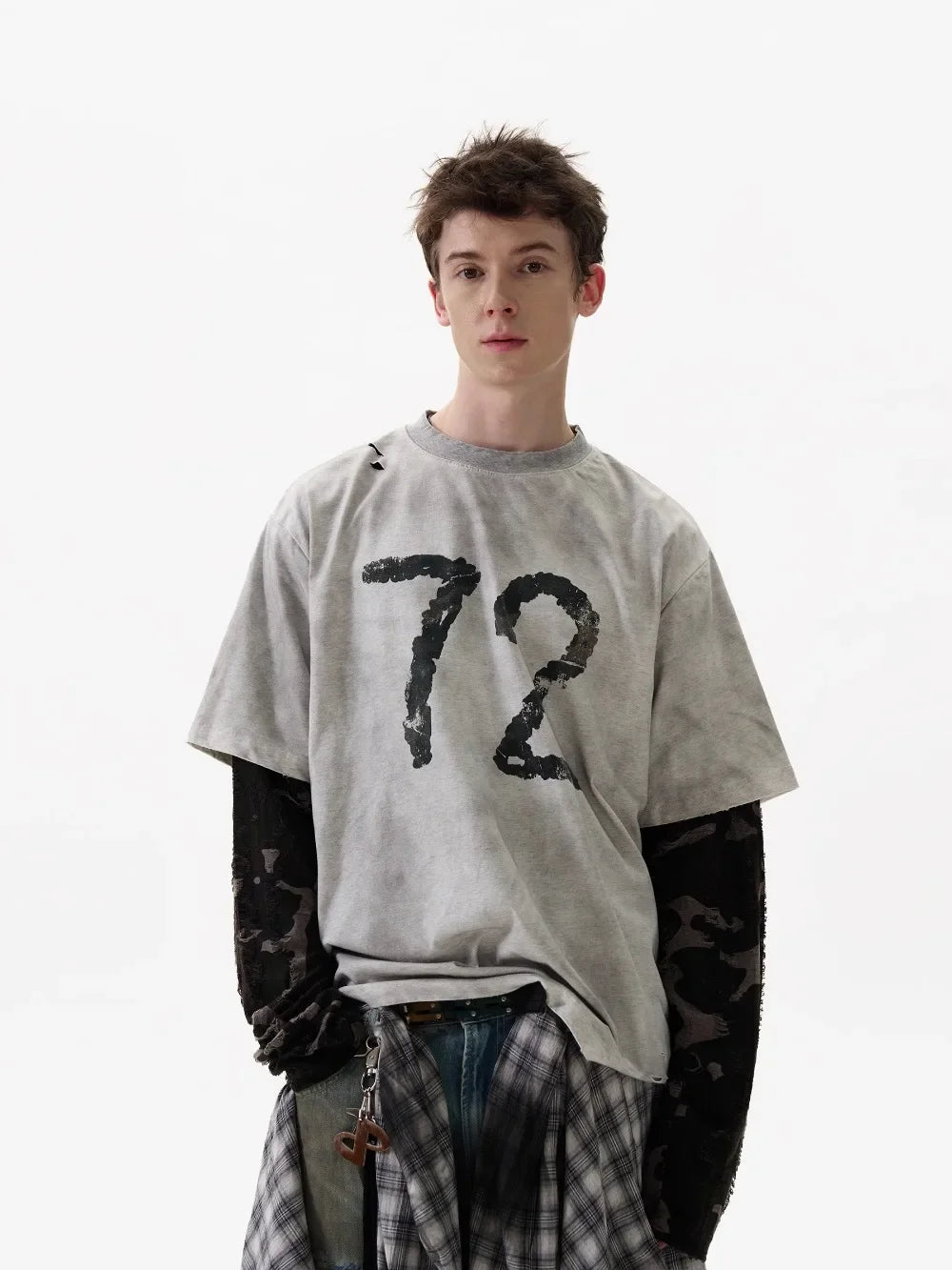 Wasteland Splicing Camouflage Long-sleeved T-shirt