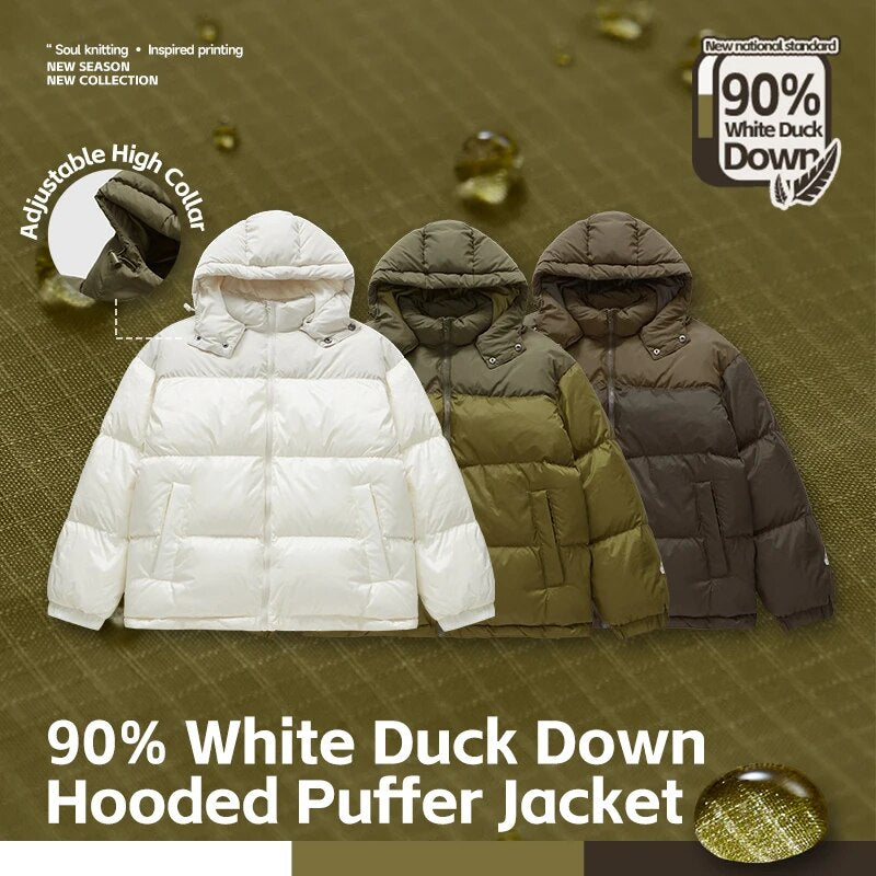 INFLATION Solid Color Hooded Windproof 90% White Duck Down Puffer Jacket