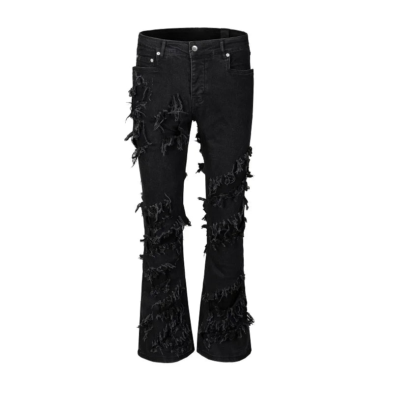UncleDonJM Ripped Gothic Flare Destroy Jeans