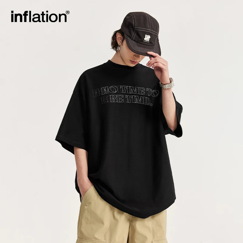 Embroidered Cotton Heavyweight Twill Fabric Oversized T-shirt