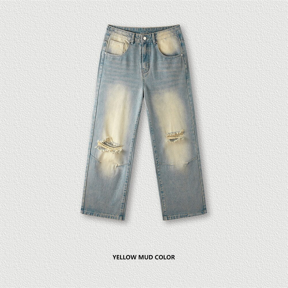 Retro Monkey Washed 405gsm Straight Distress Jeans