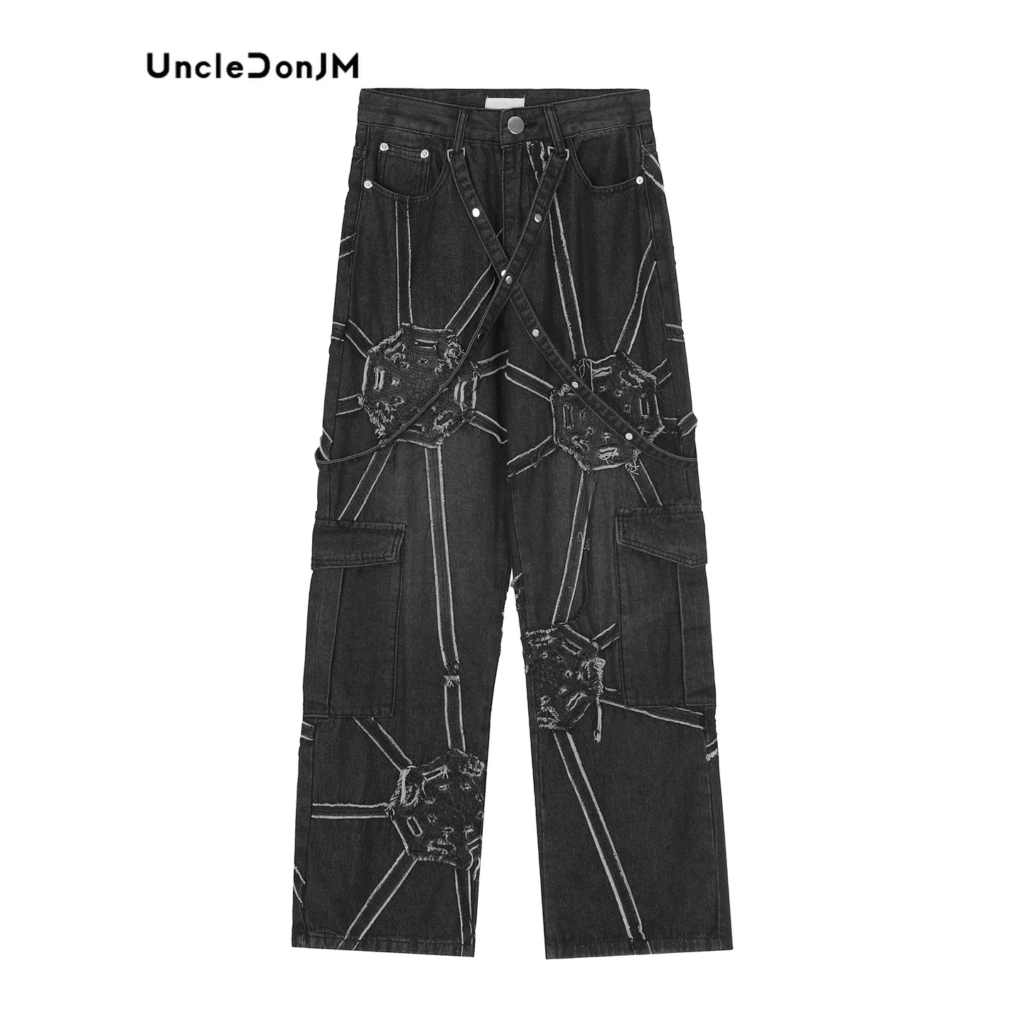 Spider Web Patchwork Baggy Jeans