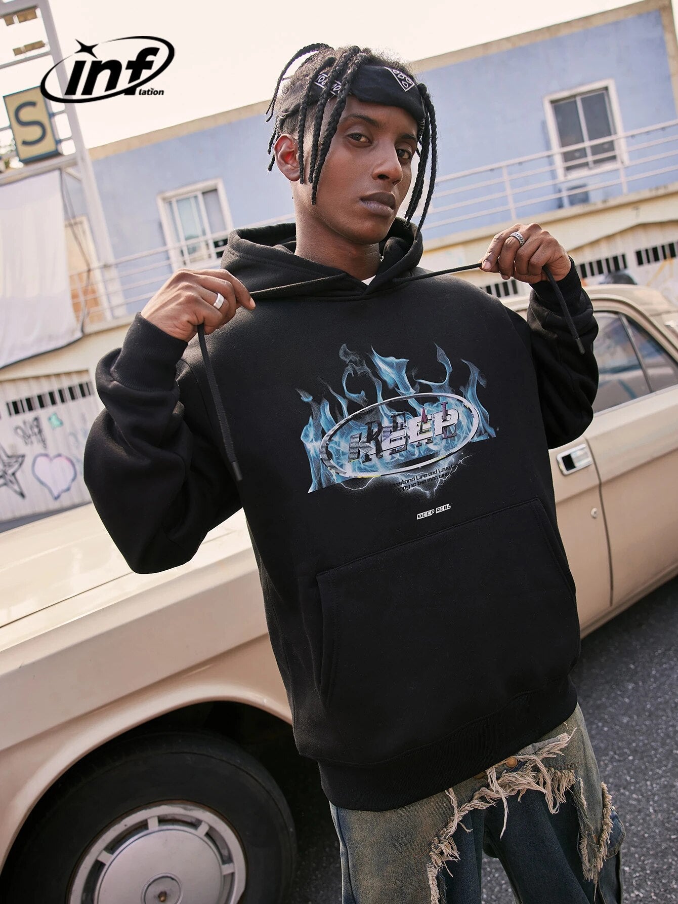 INFLATION Y2K Graphic Velvet Lined Fleece Hoodie