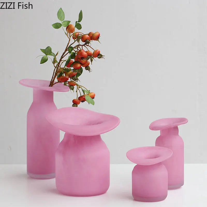 Matte Pink Glass Vase