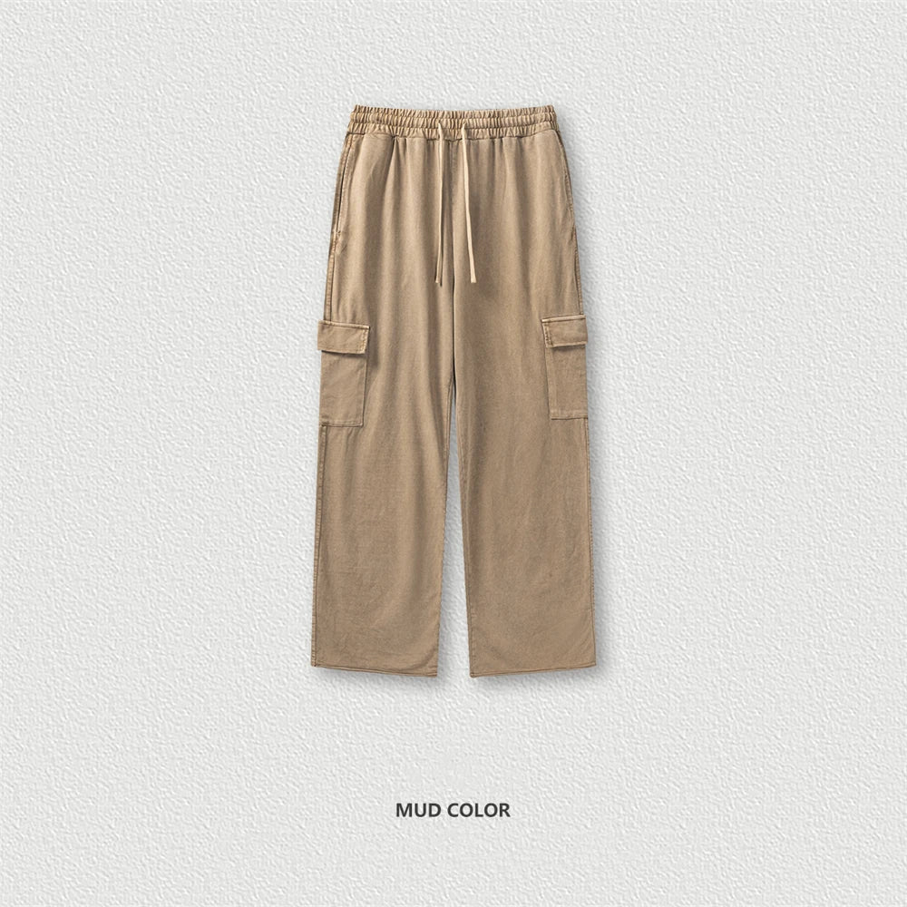 Casual Washed Straight Multi-Pockets Cargo Pants