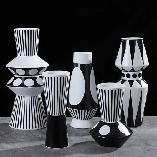 Simple Modern Black White Ceramic Vase