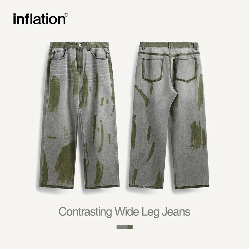 INFLATION Hand-Painted Wide-Leg Jeans