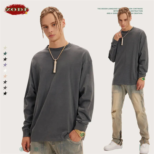 ZODF Retro High Street Oversized Washed Solid T-shirt