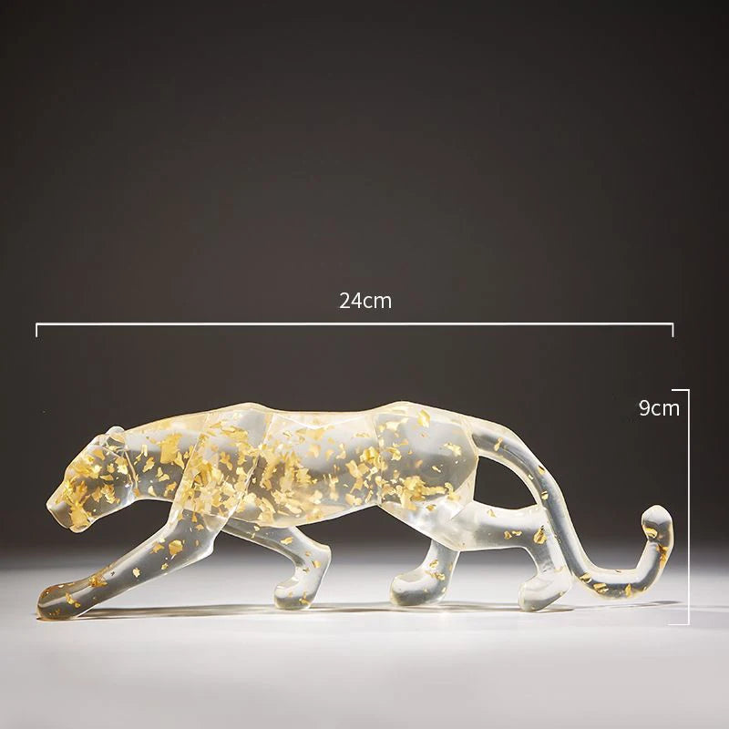 Modern Fortune Transparent Money Leopard Sculpture