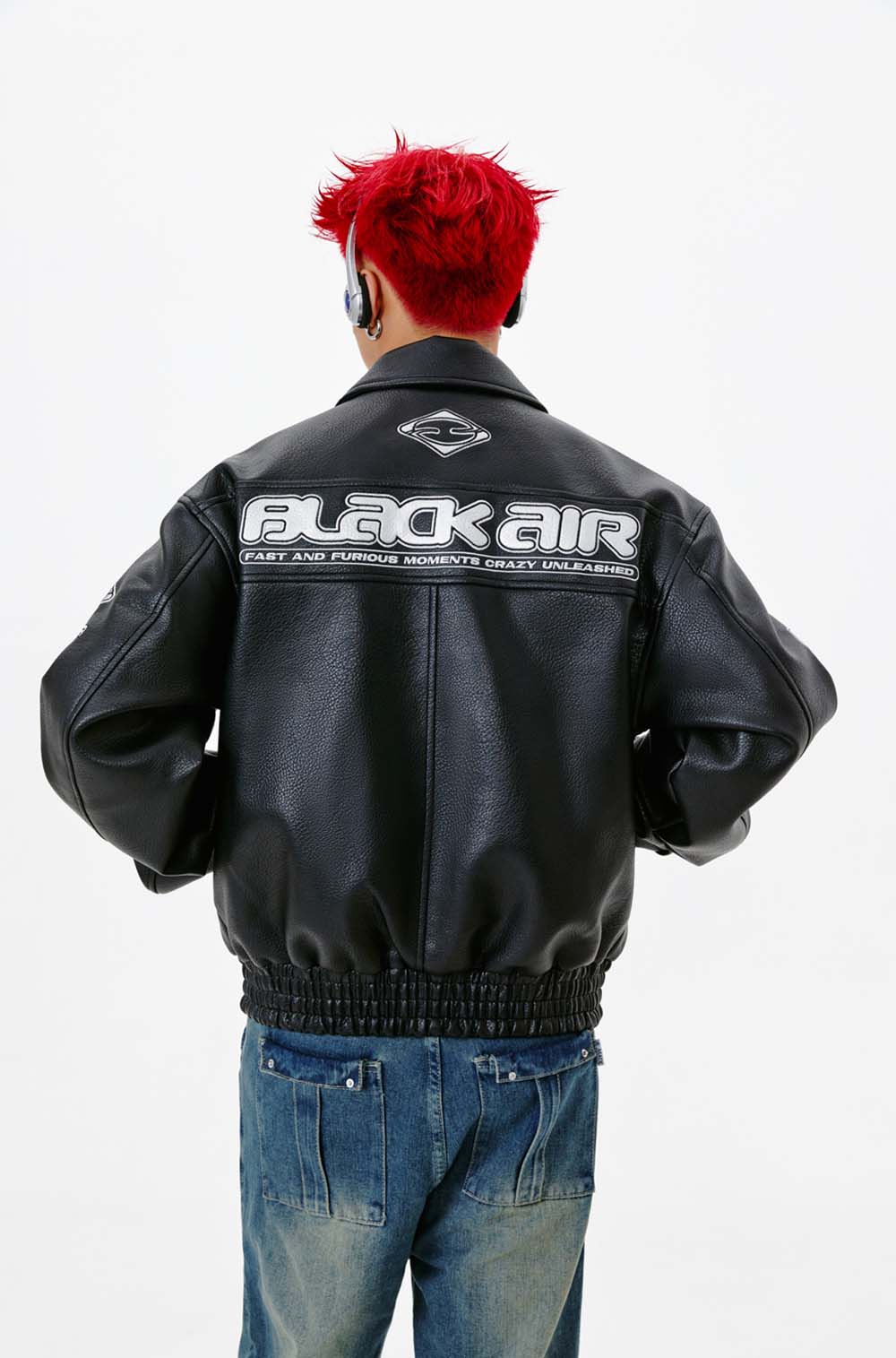 BLACKAIR Embroidery Racing Leather Jacket