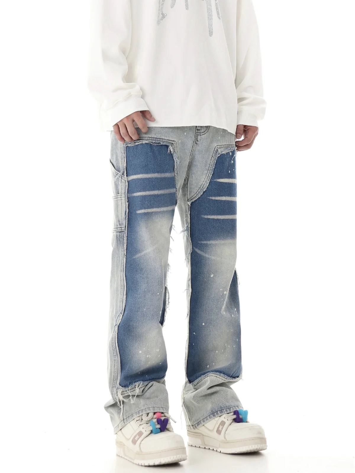 Washed Vintage Stitching Distressed Y2k Jeans