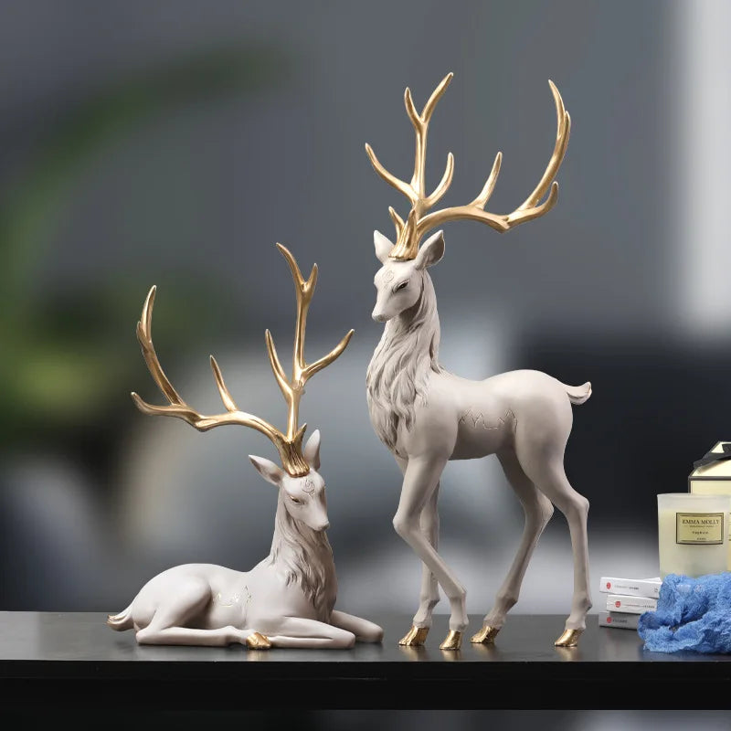 High End Deer Statue Reindeer Figurines Resin ELK Sculpture