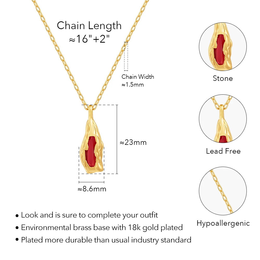 Imitation Ruby Lava Pendant Necklace