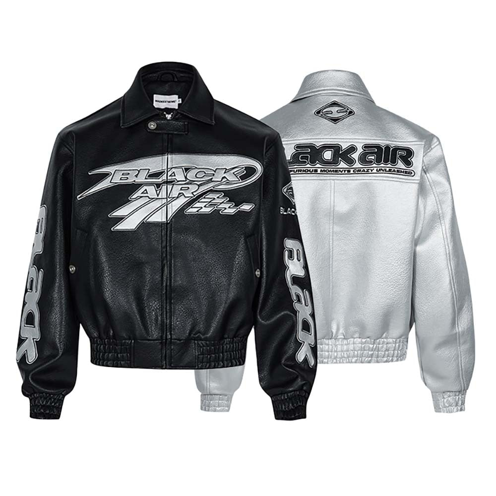 BLACKAIR Embroidery Racing Leather Jacket