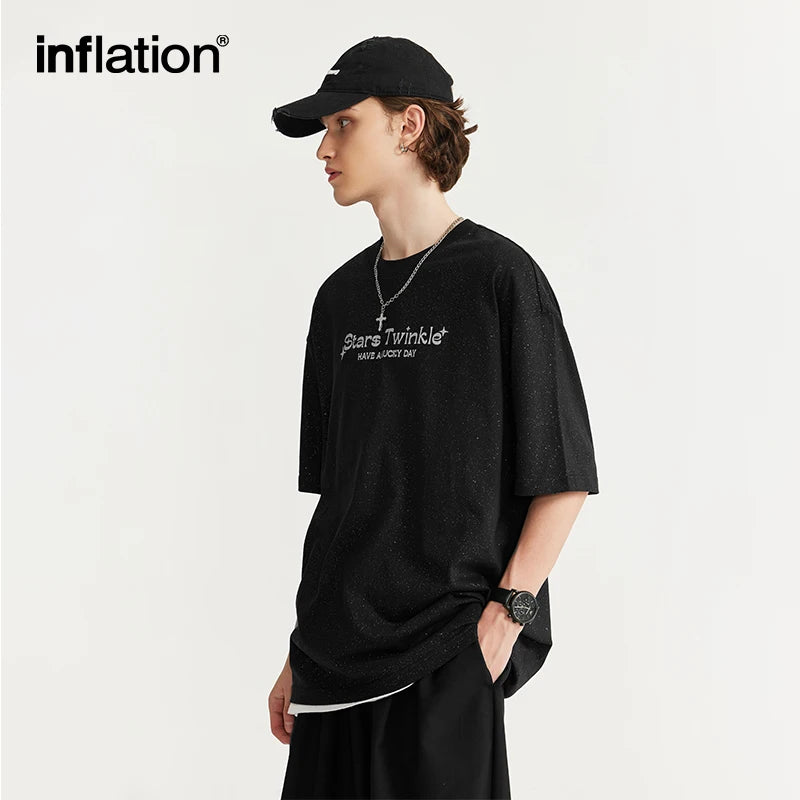 INFLATION Foil-printed Shiny T-shirt