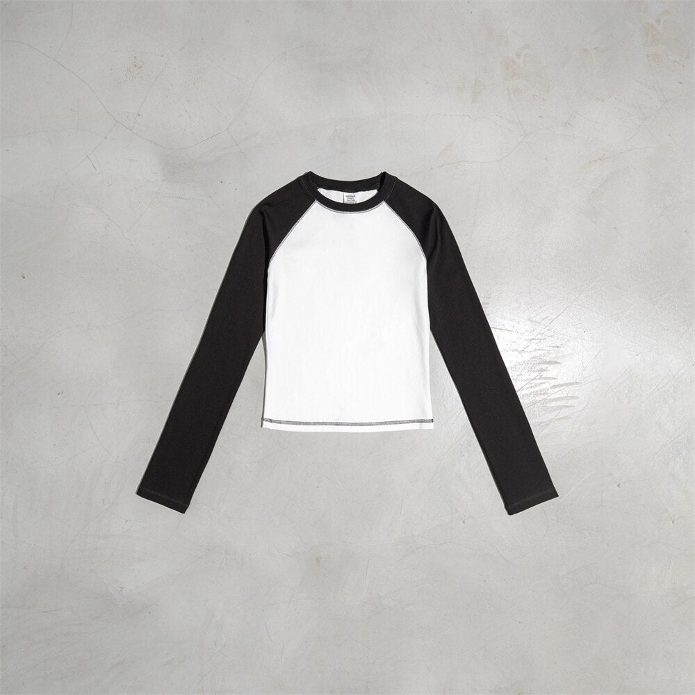 ZODF Raglan Sleeve Contrast Color T-Shirt