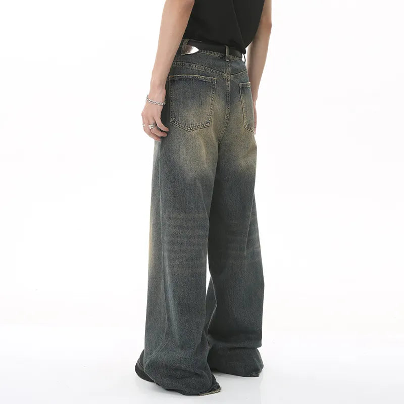 IEFB Washed Casual Wide Leg Distressed Jeans