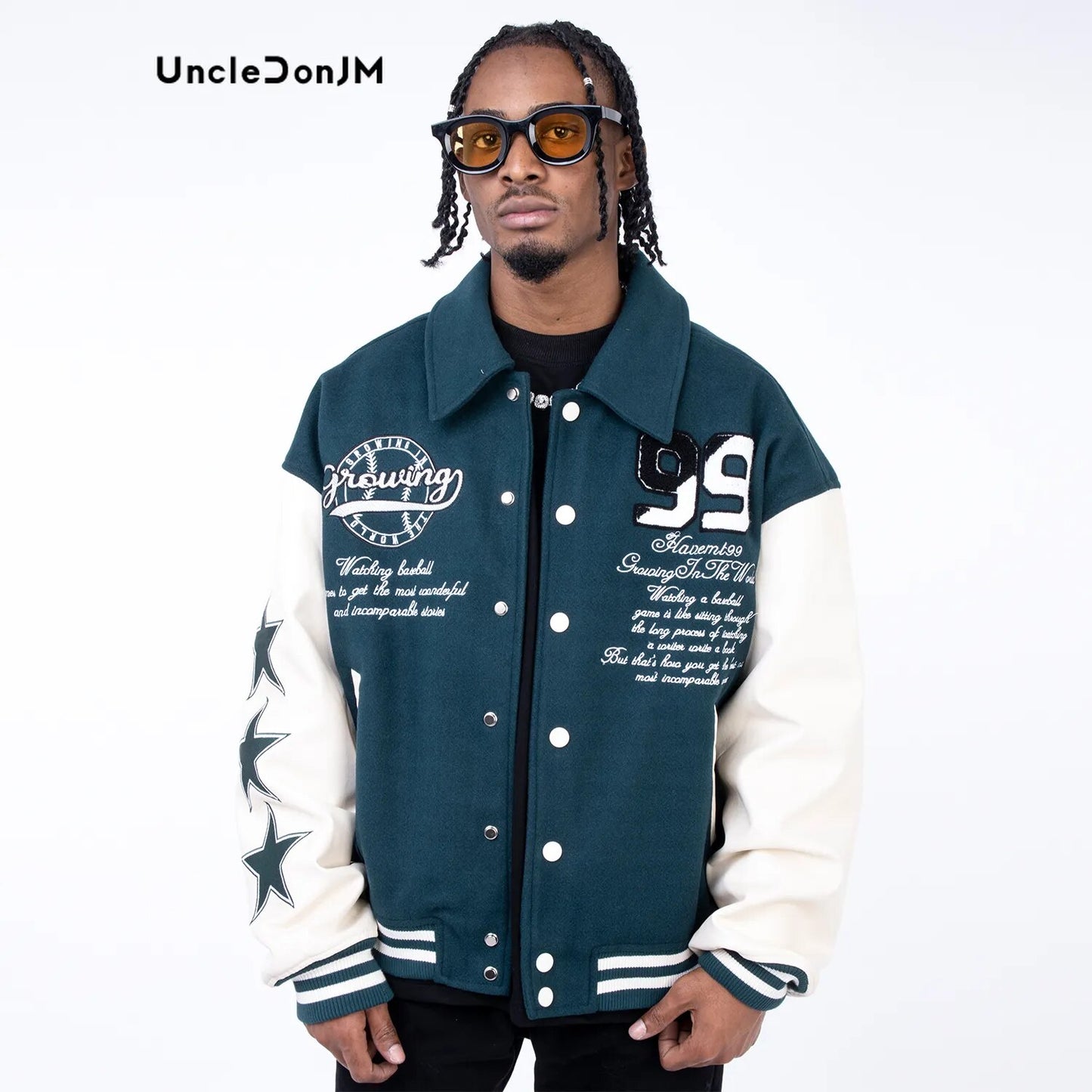 UncleDonJM Embroidered Varsity Jacket