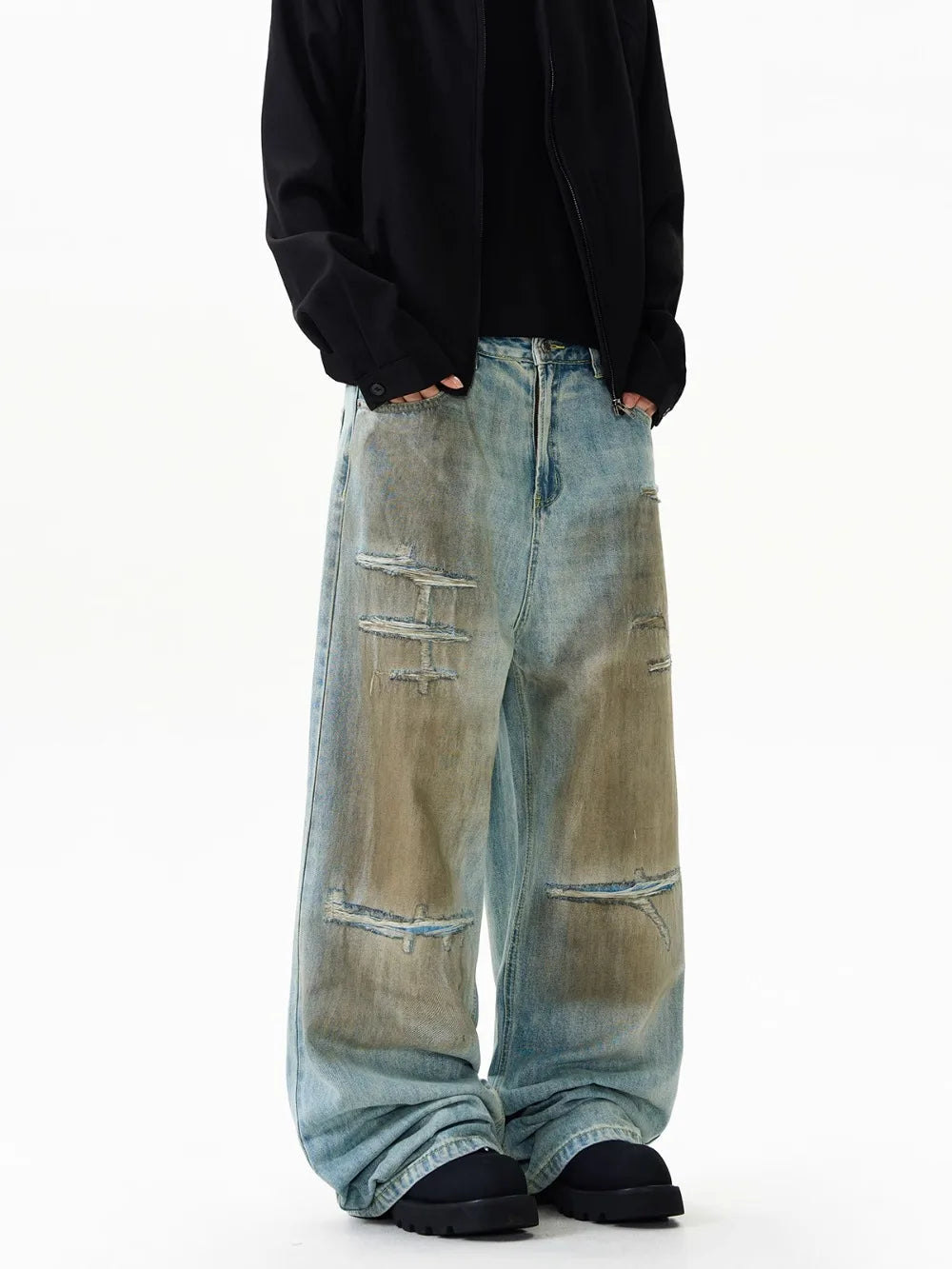 Wasteland Dirty Y2k Distressed Ripped Jeans