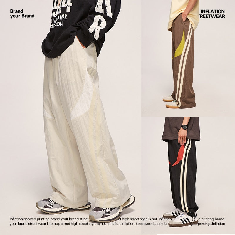 INFLATION Wide-leg Elastic Waist Stripe Track Pants