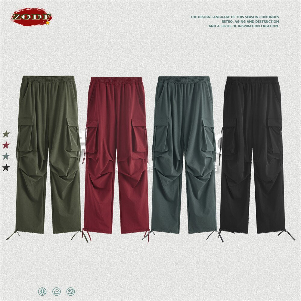 ZODF High Street Adjustable Pleated Paratrooper Multi-Pockets Cargo Pants