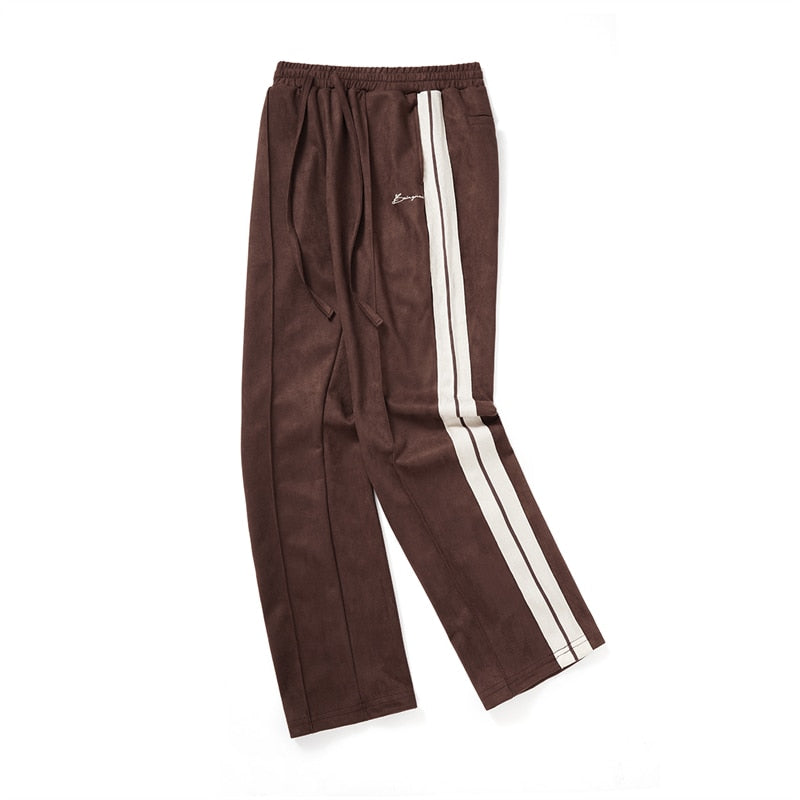 ZODF High Street Suede Loose Comfortable Stripe Trousers