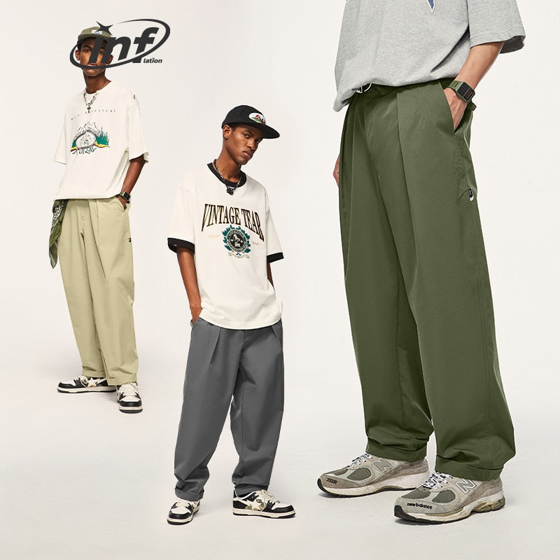 INFLATION Wide Leg Loose Fit Casual Baggy Trousers