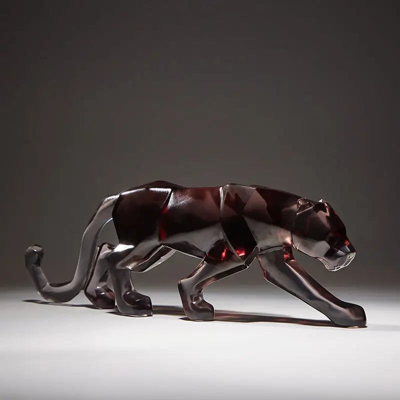 Modern Fortune Transparent Money Leopard Sculpture