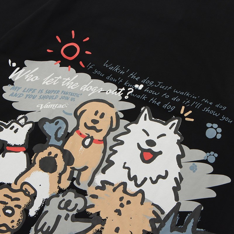 Dogs Print Cotton Casual Short Sleeve T-shirt