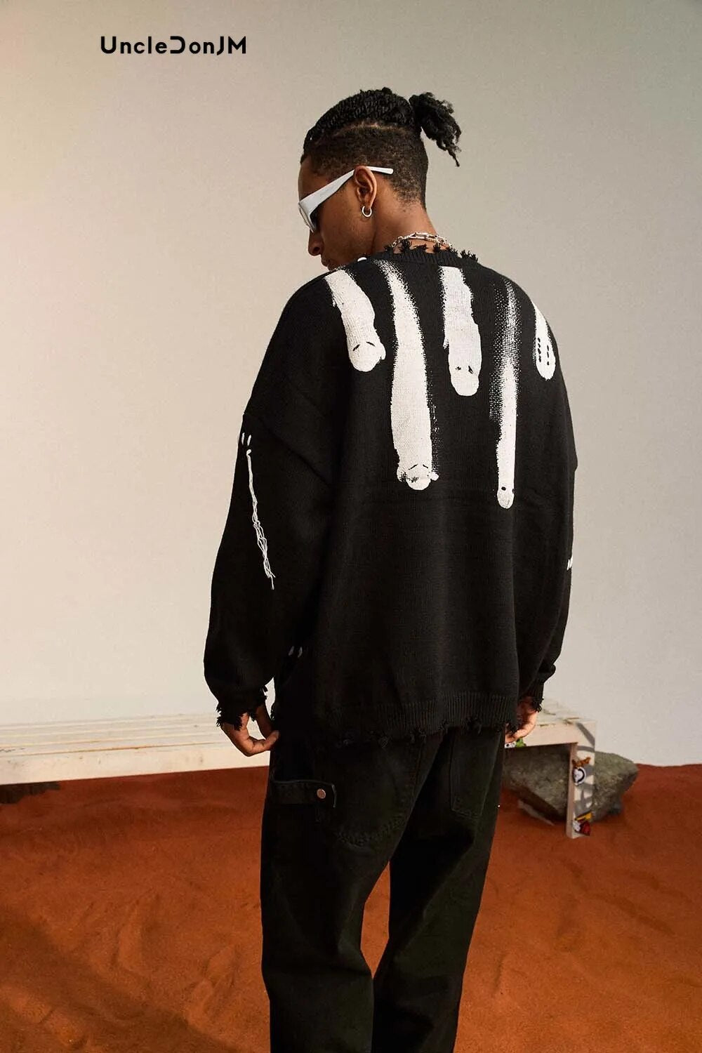 UncleDonJM Ghost Ripped Knitted Sweater