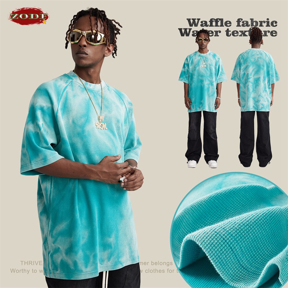 ZODF Heavy Weight Washed Waffle Breathable Water Ripple T-Shirt