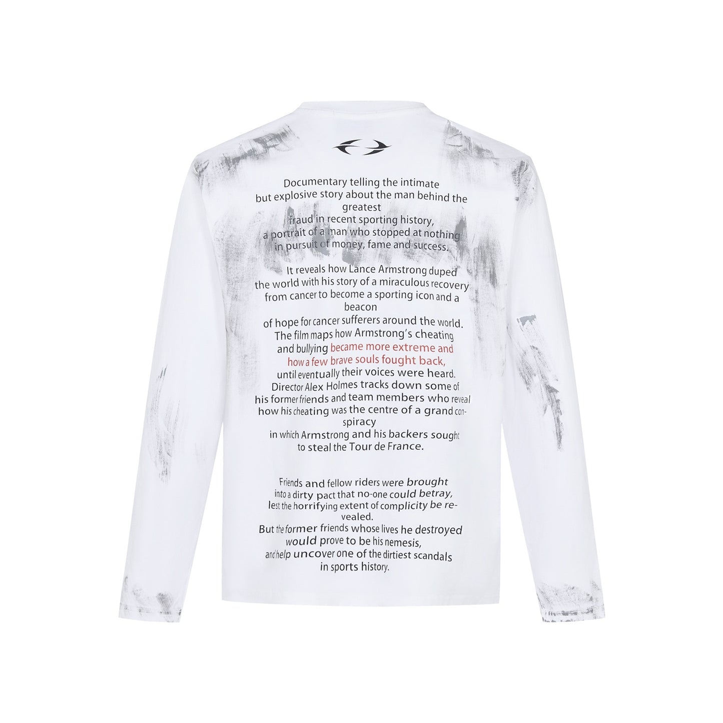 MADE EXTREME Washed Distressed Hand Brush Print Long Sleeve T-shirt