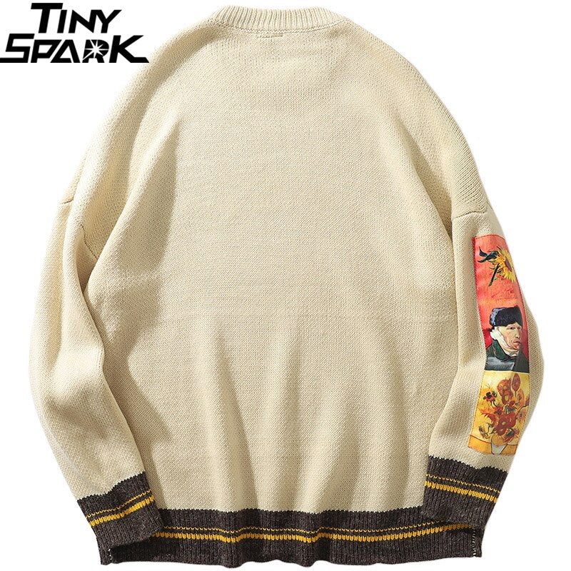 Van Gogh Painting Embroidery Knitted Sweater