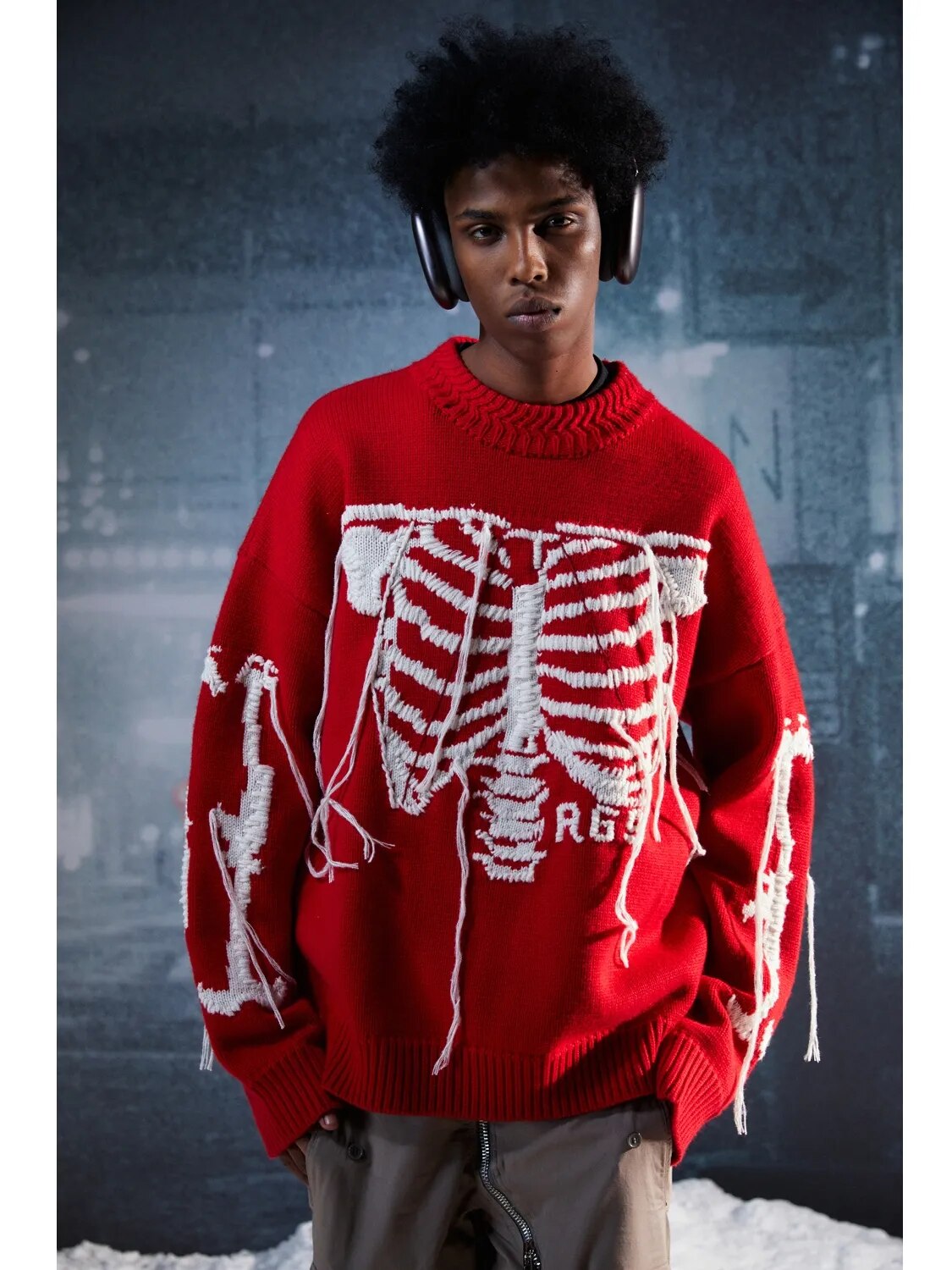 R69 Skeleton Pattern Knitted Sweater